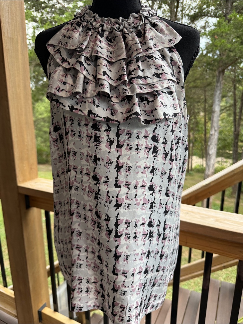 Marisa Christina Silk Dress in Cream, Black & Dusty Pink